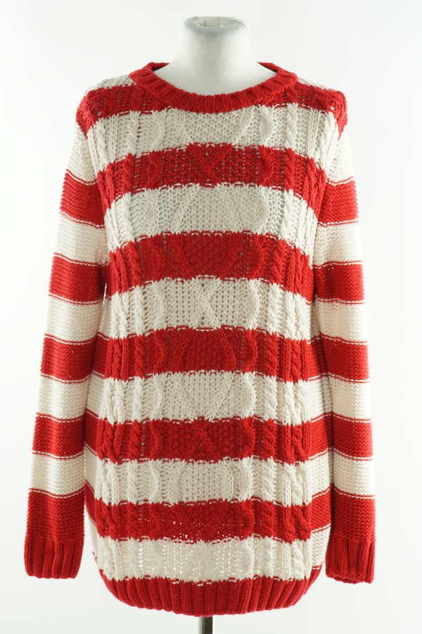 Sweter biało czerwony w paski - M&S zdjęcie 1