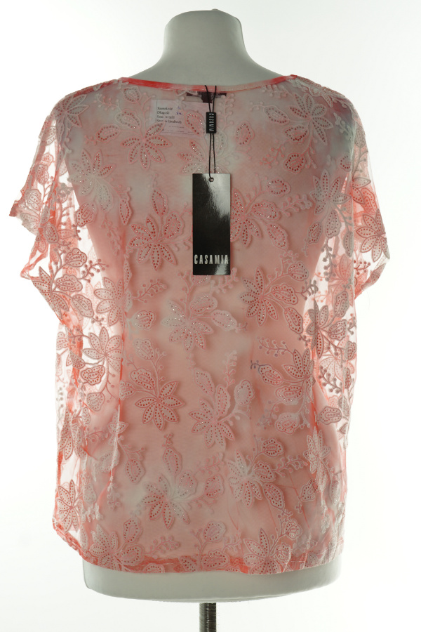 Bluzka różowa siateczkowa w kwiaty - CASAMIA zdjęcie 2