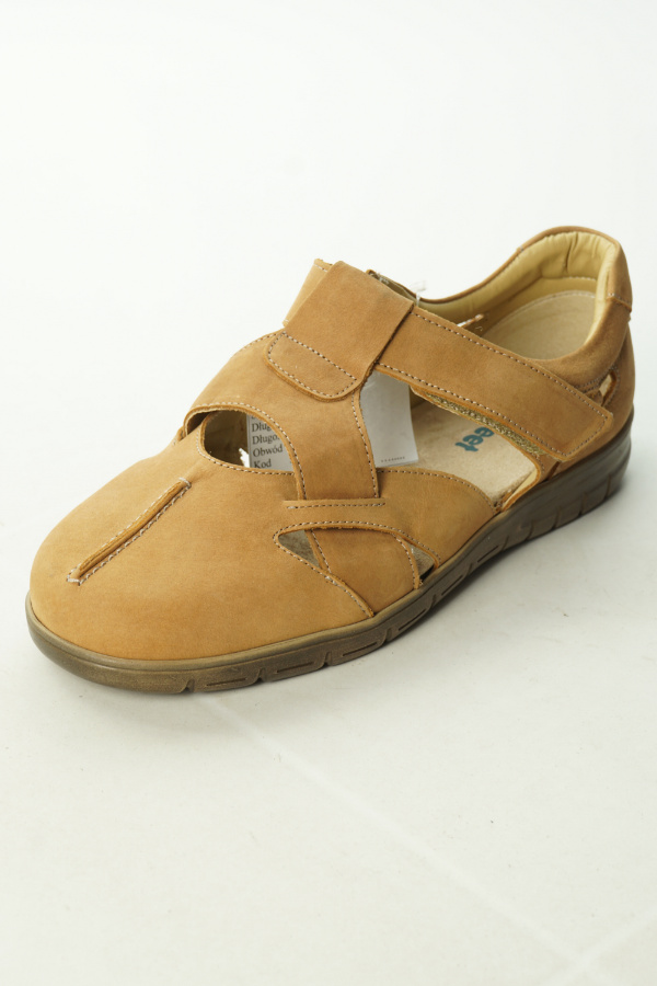Pantofle jasno brązowe skórzane - COSY FEET zdjęcie 1