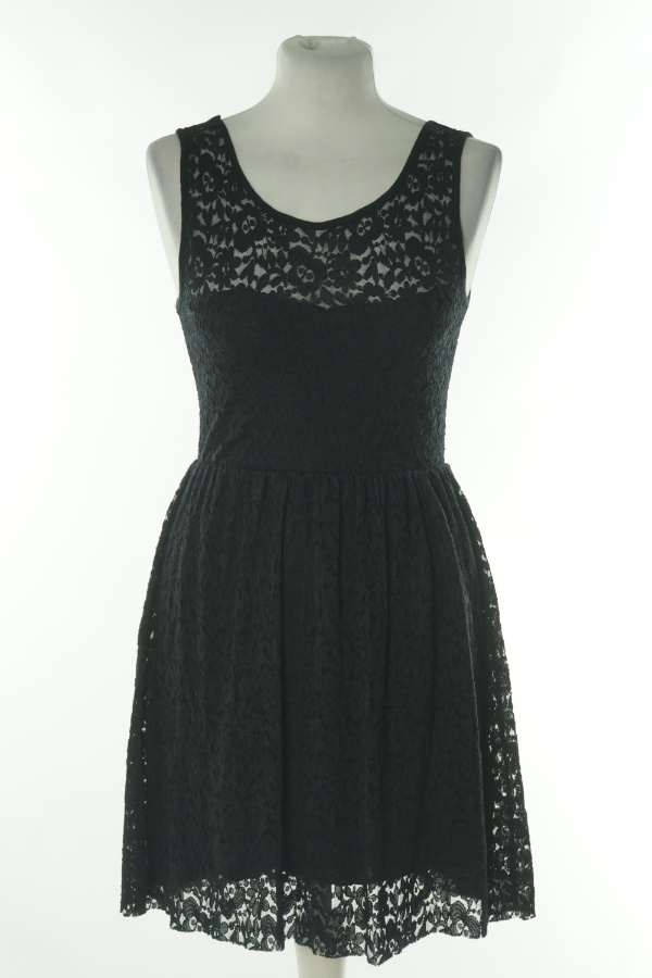 Sukienka czarna koronkowa gumka w pasie - COLLOSEUM zdjęcie 1