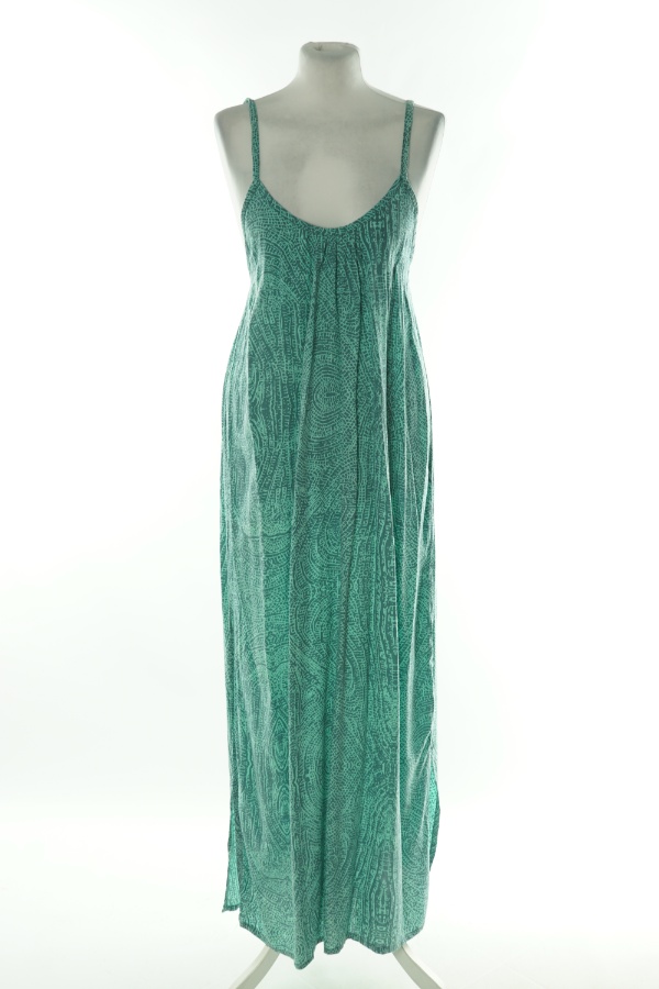 Sukienka seledynowo-szara długa na ramiączkach we wzory - BRAK METKI Z NAZWĄ PRODUCENTA zdjęcie 1