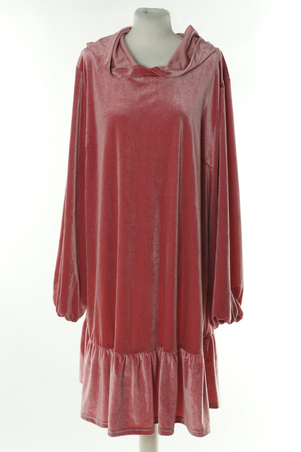 Sukienka jasno różowa welurowa z falbanką - SHEIN zdjęcie 1