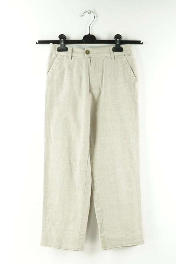 Spodnie materiałowe beżowe z domieszką lnu - M&S zdjęcie 1