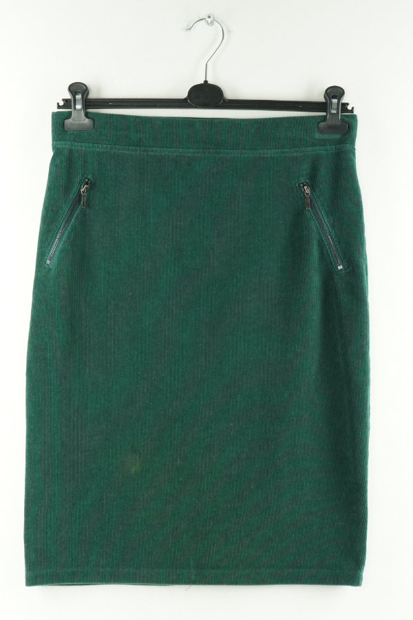 Spódnica cciemno zielona prązowana suwaki - TU zdjęcie 1