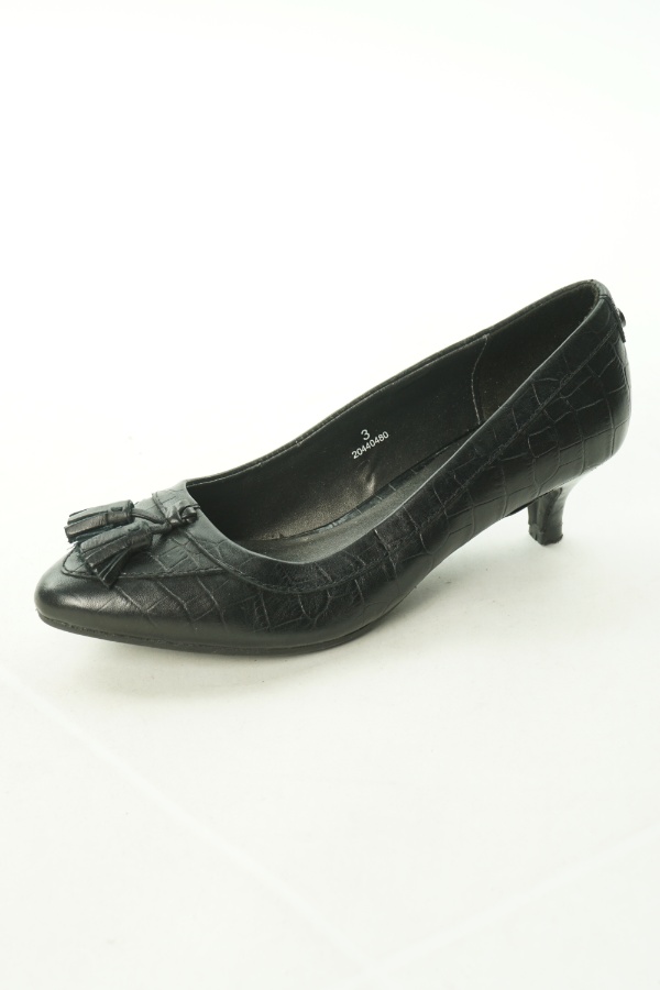 Pantofle czarne ze zdobieniem na czubkach na obcasie - FOOTGLOVE zdjęcie 1