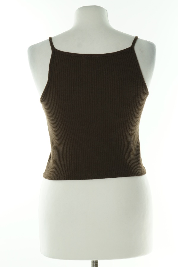 Top brązowy na ramiączkach prążkowany - H&M zdjęcie 2