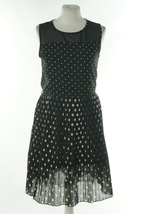 Sukienka czarna w biale kropki plisowana - C&A zdjęcie 1