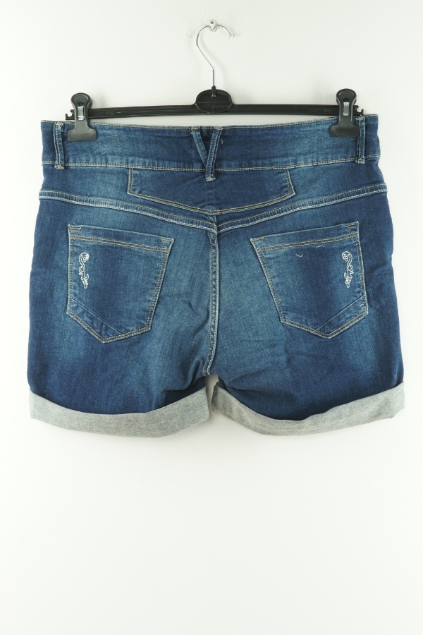 Krótkie spodenki granatowe jeansowe z haftem - WALDSCHUTZ zdjęcie 2