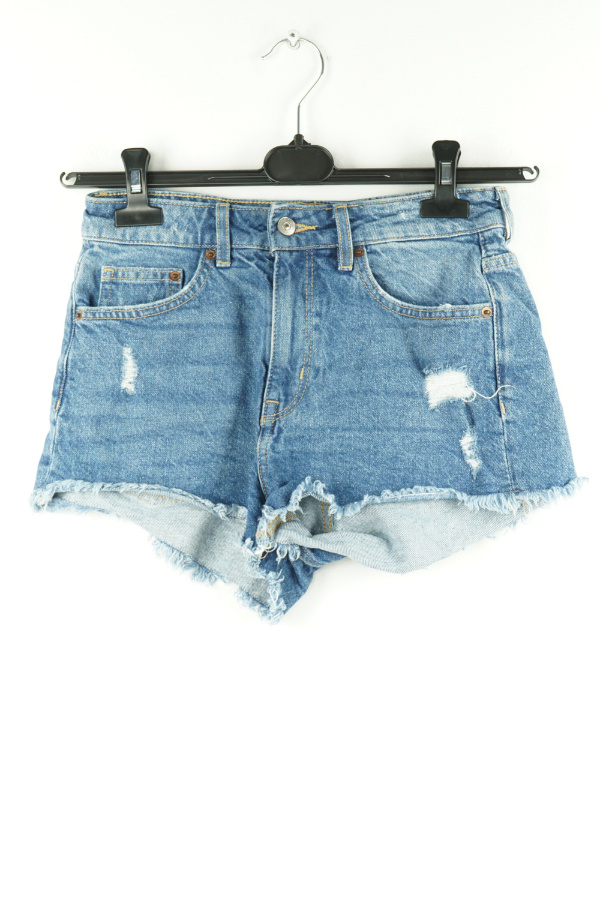 Krótkie spodenki niebieskie jeansowe szarpane - H&M zdjęcie 1