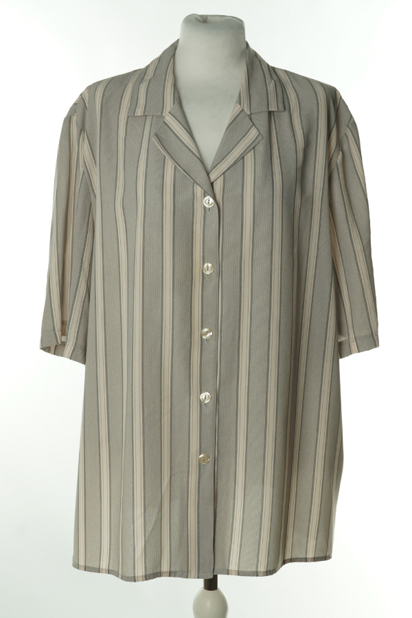 Koszula szaro-beżowa w paski pionowe - BELLE SURPRISE zdjęcie 1