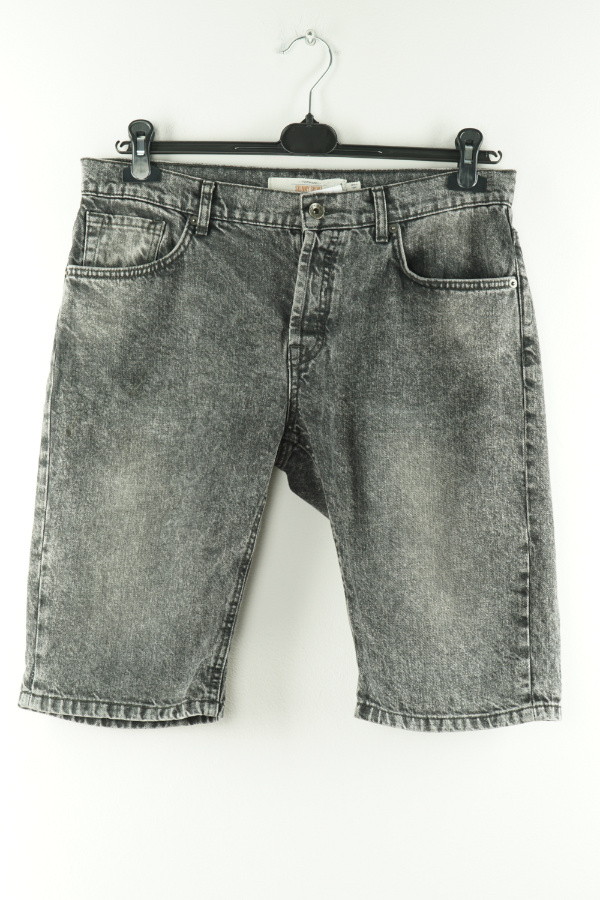 Krótkie spodenki jeansowe czarne przecierane męskie - TOPMAN zdjęcie 1