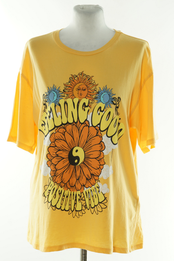 Koszulka pomarańczowa Kwiat - DEFACTO zdjęcie 1
