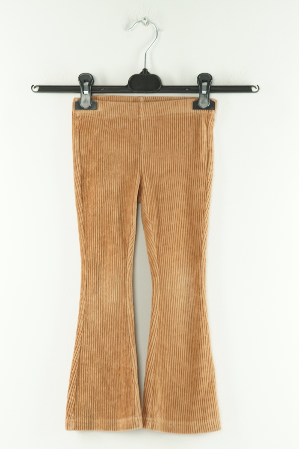 Spodnie materiałowe brązowe w prążki dzwony - C&A zdjęcie 1