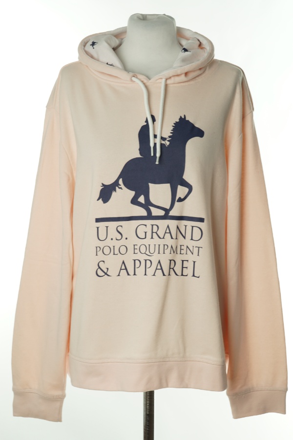 Bluza brzoskwiniowa z kapturem logo - U.S GRAND POLO zdjęcie 1