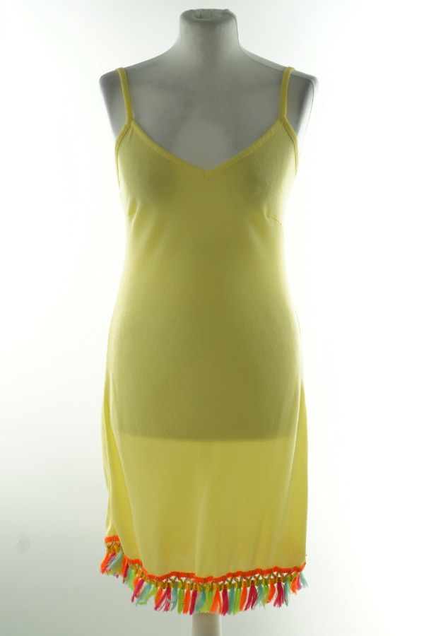 Sukienka żółta z kolorowymi frędzlami - BOOHOO zdjęcie 1