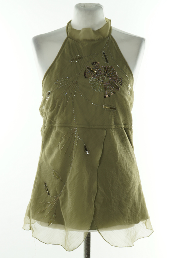 Bluzka zielna z cekinami i koralikami - VERO MODA zdjęcie 1