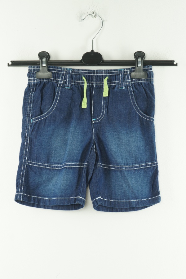 Krótkie spodenki jeansowe granatowe z zielonymi troczkami - LUPILU zdjęcie 1