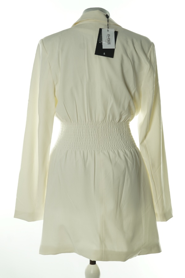 Sukienka kremowa z długim rękawem szeroka gumka - 4TH RECKLESS zdjęcie 2