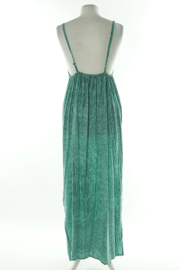 Sukienka seledynowo-szara długa na ramiączkach we wzory - BRAK METKI Z NAZWĄ PRODUCENTA zdjęcie 2