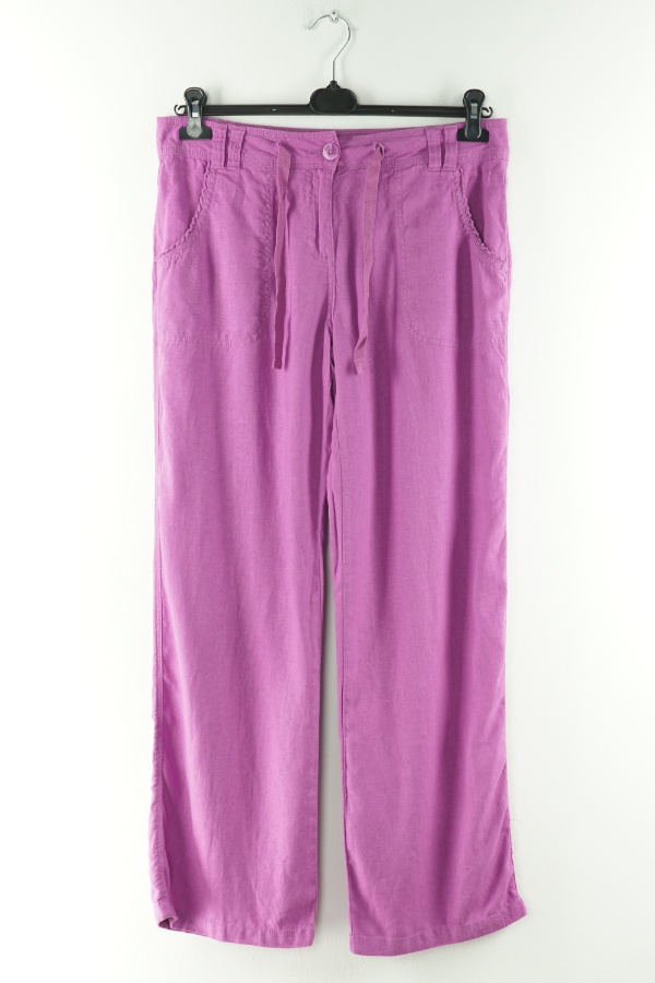 Spodnie materiałowe fioletowe z domieszką lnu - SPIRIT zdjęcie 1