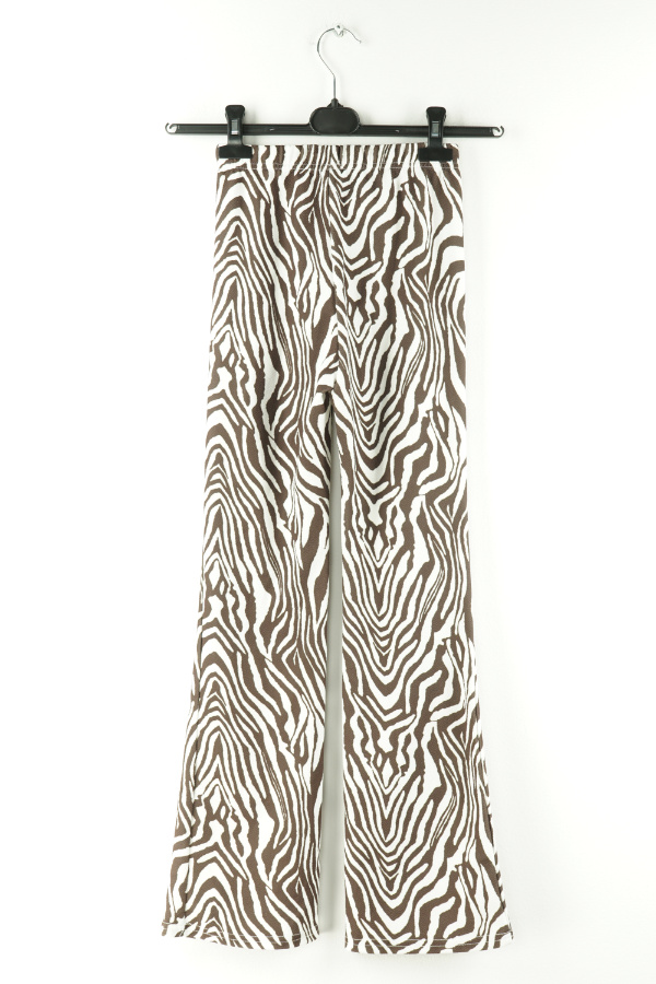 Spodnie biało-brązowe zebra - SHEIN zdjęcie 2