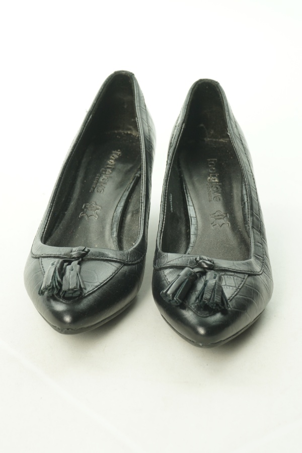 Pantofle czarne ze zdobieniem na czubkach na obcasie - FOOTGLOVE zdjęcie 2