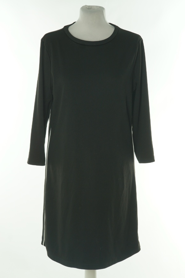 Sukienka czarna z długim rękawem i białymi lampasami - BLUE MOTION zdjęcie 1
