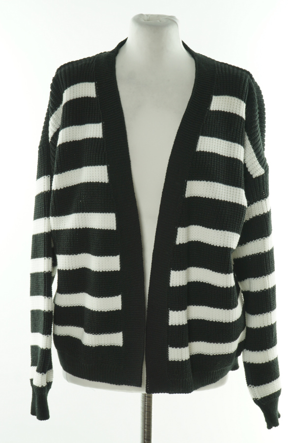 Narzutka sweterkowa biało-czarna w paski - BOOHOO zdjęcie 1