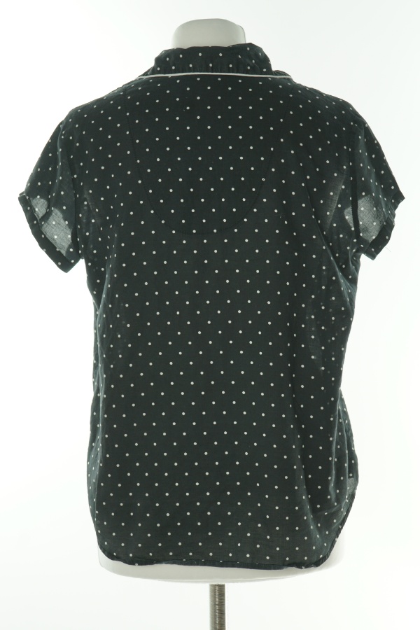 Bluzka piżamowa czarna w białe kropki z krótkim rękawem - BRAK METKI Z NAZWĄ PRODUCENTA zdjęcie 2