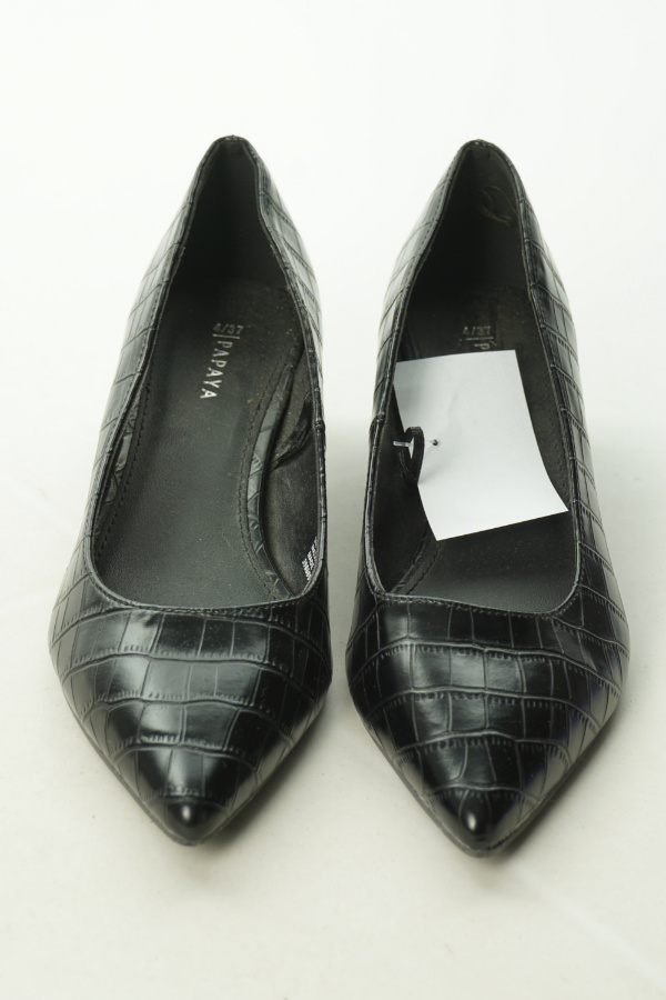 Pantofle czarne na słupki  - PAPAYA zdjęcie 3