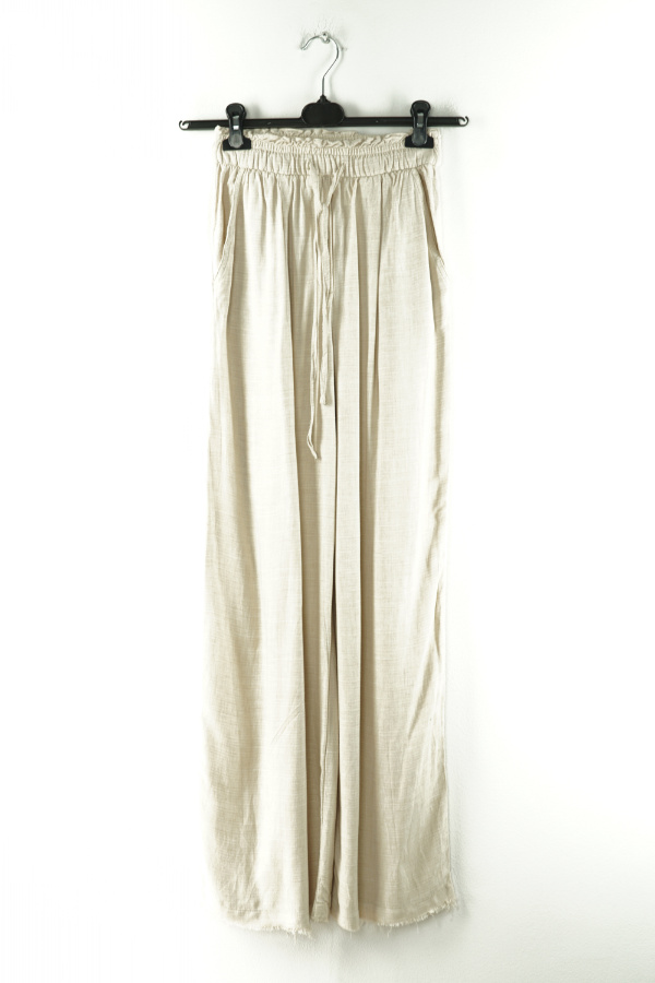 Spodnie beżowe melanż z wyższym stanem - H&M zdjęcie 1