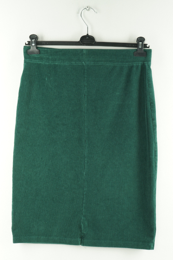 Spódnica cciemno zielona prązowana suwaki - TU zdjęcie 2