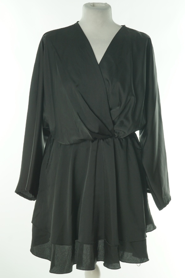 Sukienka czarna z gumka w pasie - BOOHOO zdjęcie 1