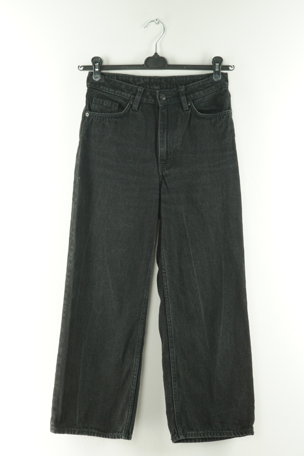Spodnie czarne jeansowe z wyższym stanem - MONKI zdjęcie 1