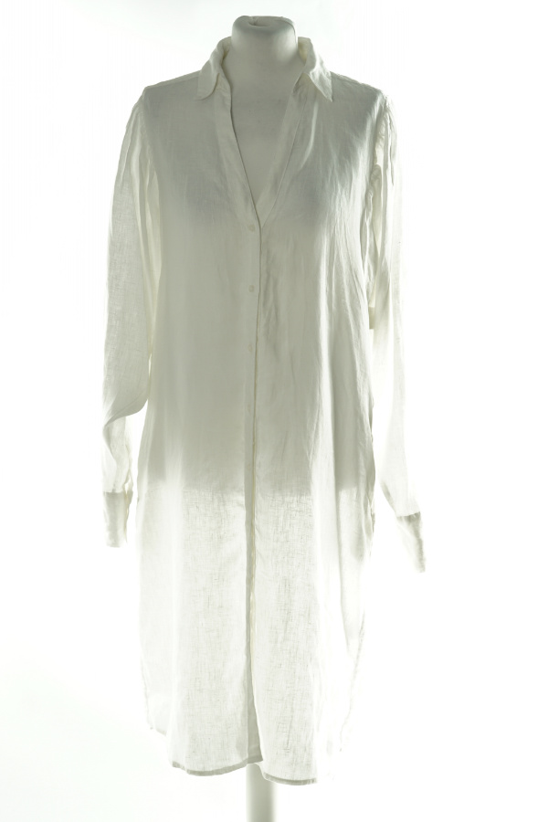 Sukienka biała koszulowa lniana - H&M zdjęcie 1