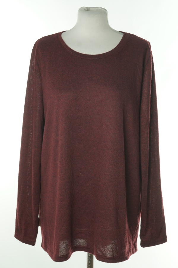 Bluzka sweterkowa bordowa melanż z dłuższym tyłem - GINA zdjęcie 1