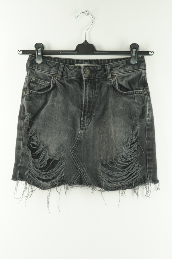 Spódnica szara jeansowa z dziurami - TOP SHOP zdjęcie 1