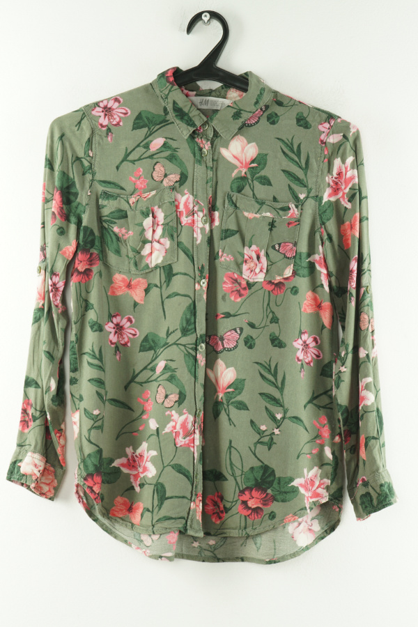 Koszula zielona w kwiaty i motyle - H&M zdjęcie 1