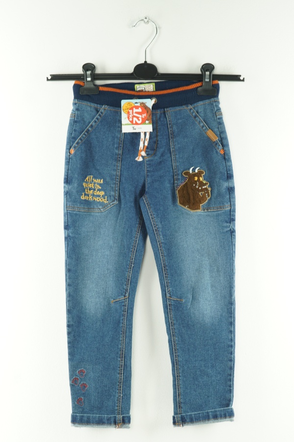 Spodnie niebieskie jeansowe na gumkę w pasie - TU zdjęcie 1