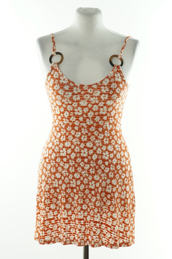 Sukienka pomarańczowa w białe kwiatki - TOP SHOP zdjęcie 1