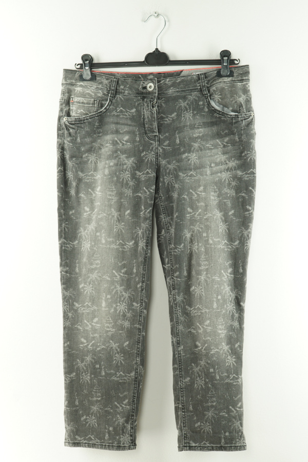 Spodnie jeansowe szare w palmy - CECIL zdjęcie 1
