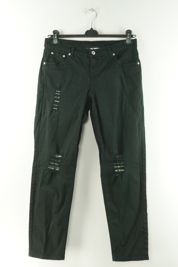 Spodnie czarne jeansowe dziury - BRAK METKI Z NAZWĄ PRODUCENTA zdjęcie 1