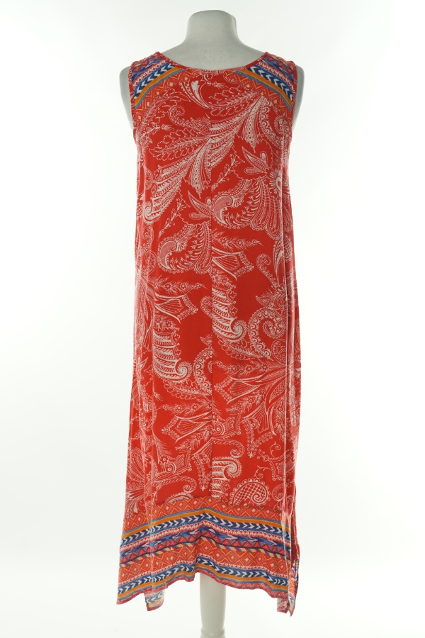 Sukienka czerwona w biało-niebieskie wzory - GEORGE zdjęcie 2