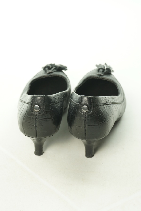Pantofle czarne ze zdobieniem na czubkach na obcasie - FOOTGLOVE zdjęcie 3
