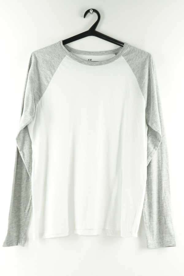 Koszulka biała z szarym rękawem - H&M zdjęcie 1