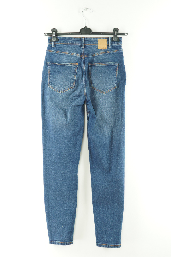 Spodnie granatowe jeans wysoki stan - PIECES zdjęcie 2