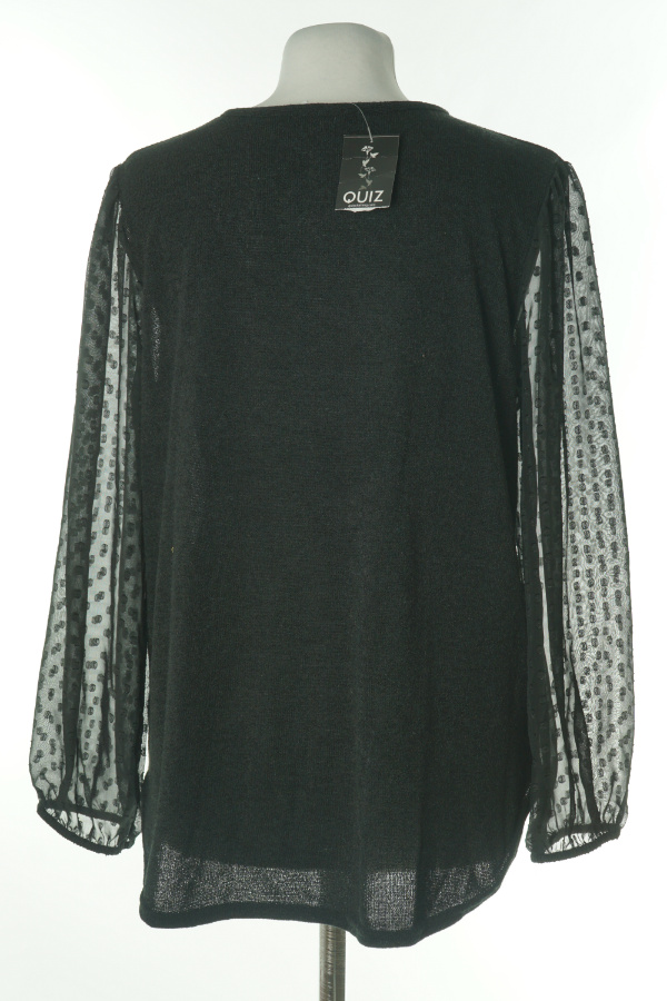 Bluzka czarna sweterkowa z prześwitującymi rękawami - QUIZ zdjęcie 2