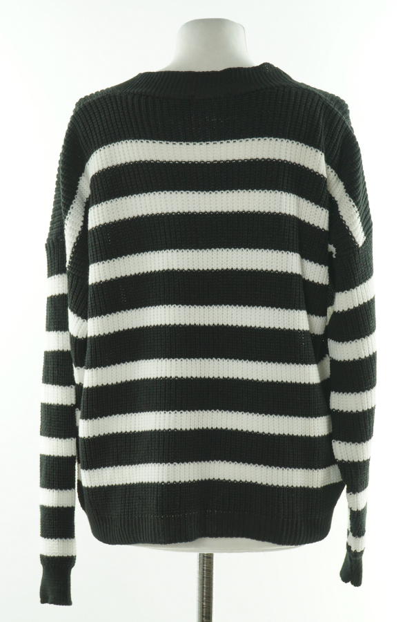 Narzutka sweterkowa biało-czarna w paski - BOOHOO zdjęcie 2