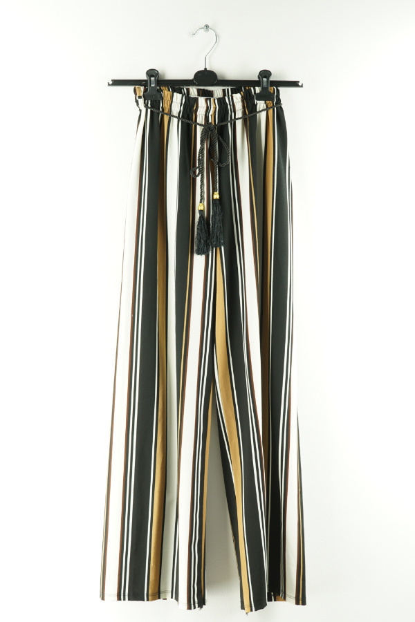 Spodnie w czarne i brązowe paski - BRAK METKI Z NAZWĄ PRODUCENTA zdjęcie 1