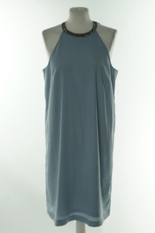 Sukienka niebieska z koralikami pod szyją - H&M zdjęcie 1